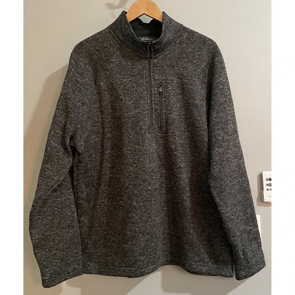 Eddie Bauer‎ Sweater 1/2 Zip Mock Neck Fleece Pullover Chest Pocket Mens XL